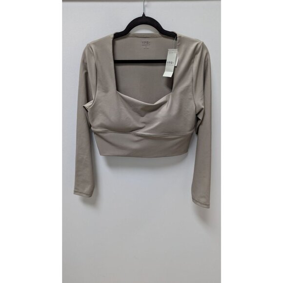 YPB Grey Long-Sleeve 4-Way Stretch Crop Top - Picture 1 of 2